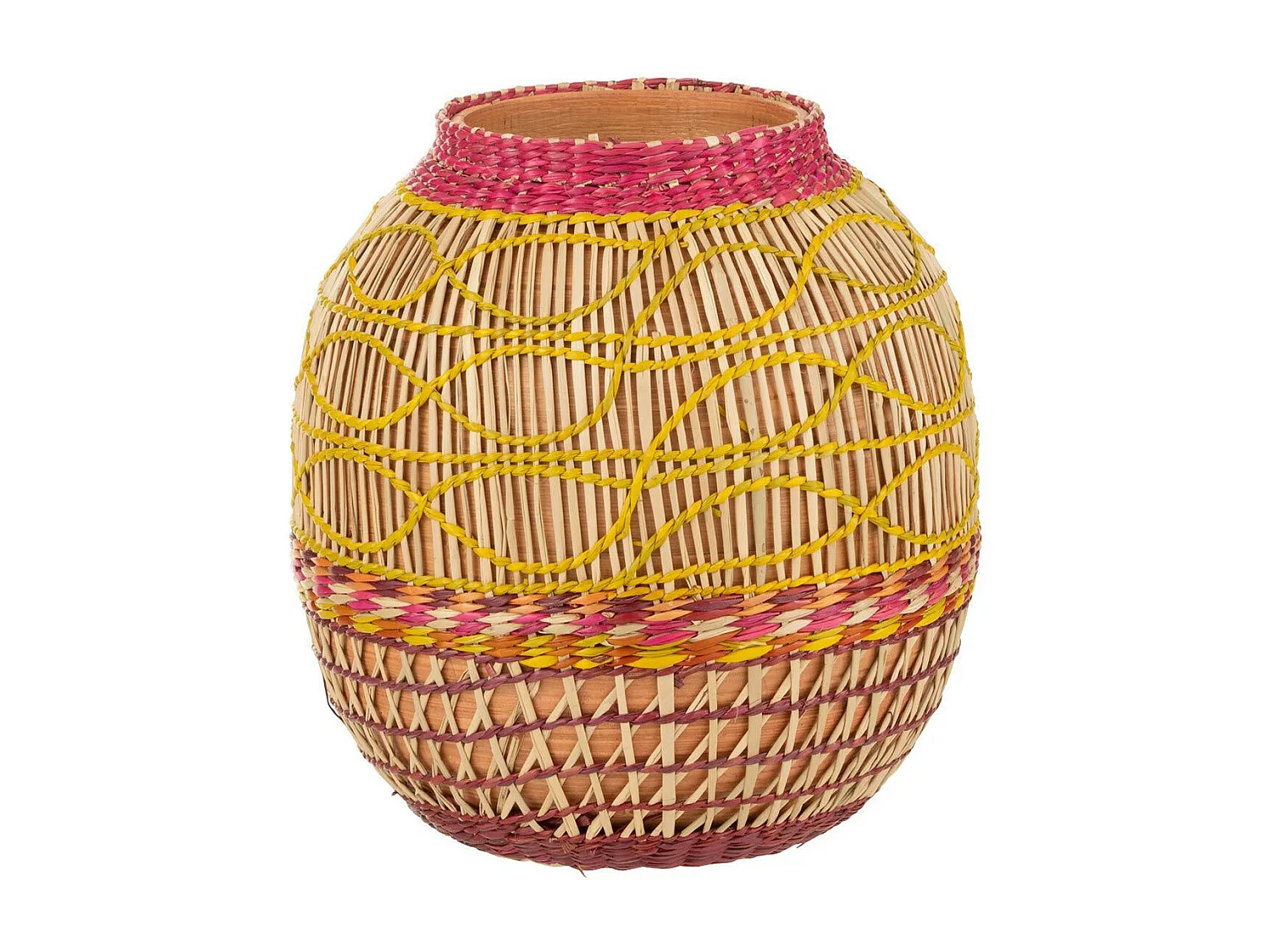 Vase Déco Tressé Bambou "Léandro" 27cm Naturel