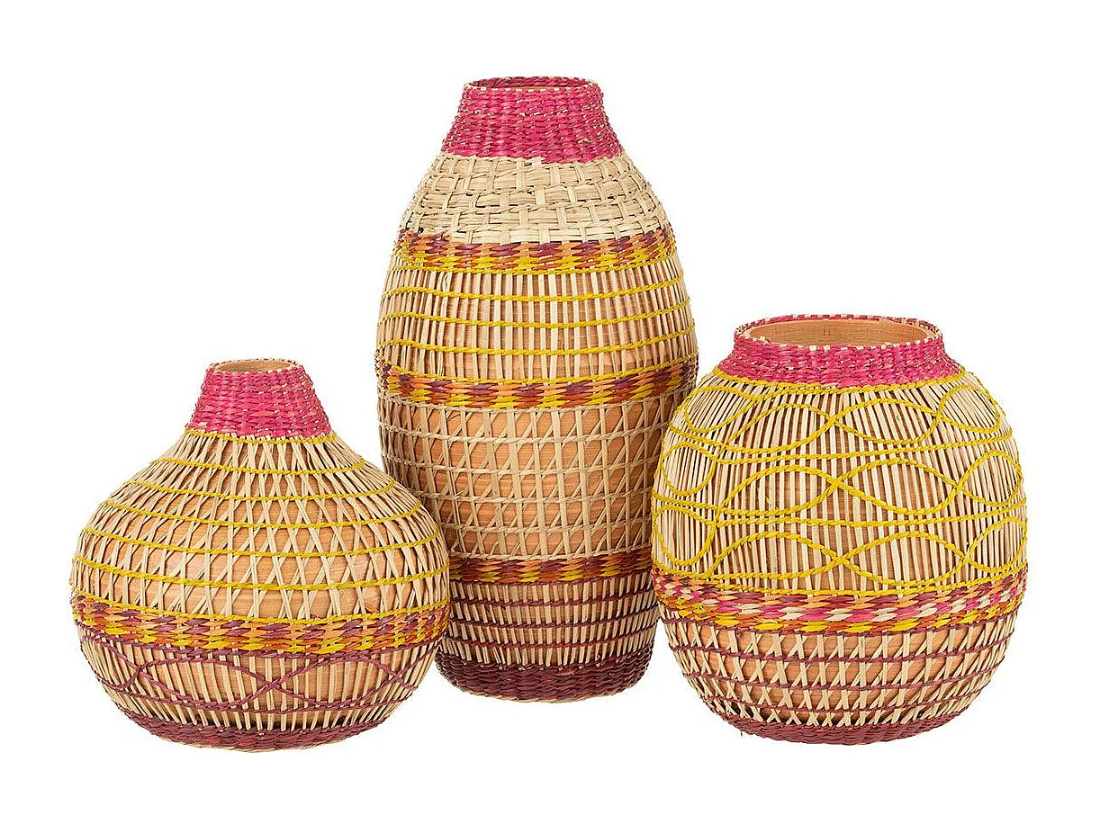 Vase Déco Tressé Bambou "Léandro" 27cm Naturel