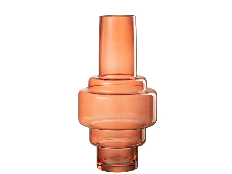 Vase Design en Verre "Escalier" 35cm Rouge