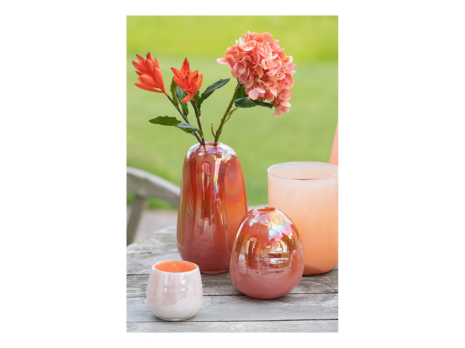 Vase Design "Boule Verre" 17cm Rouge