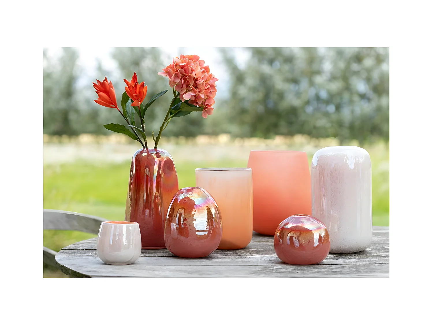 Vase Design "Boule Verre" 17cm Rouge