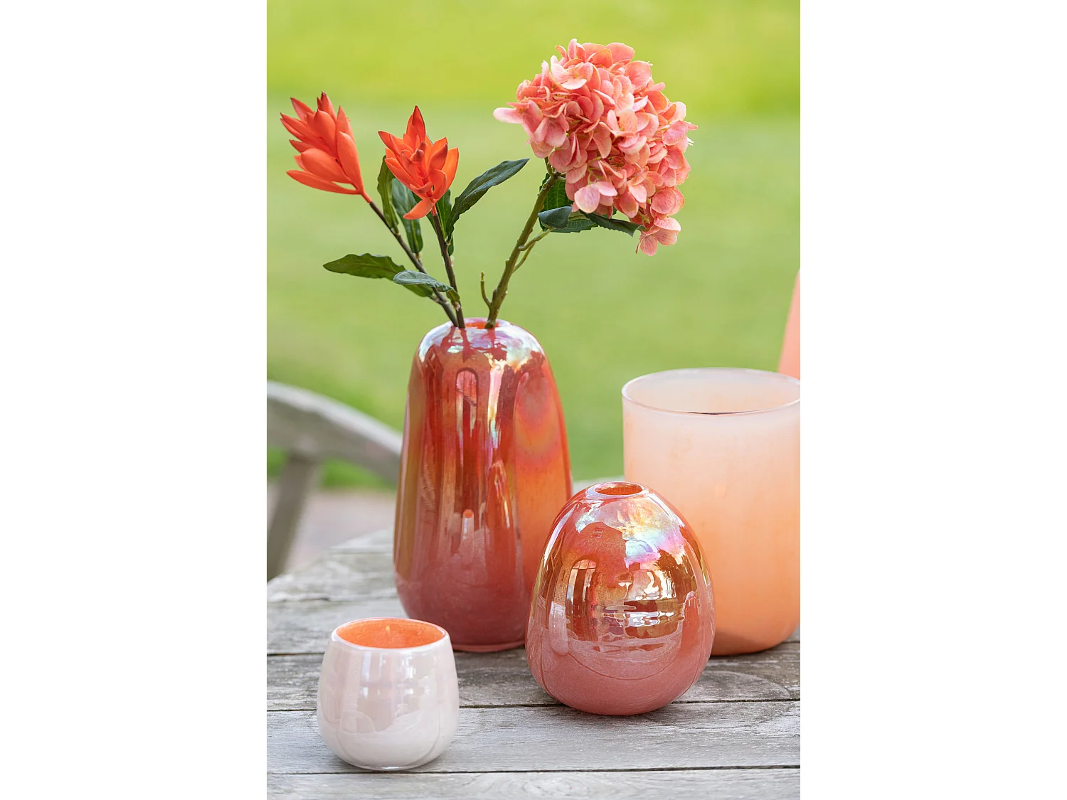 Vase Design "Boule Verre" 17cm Rouge