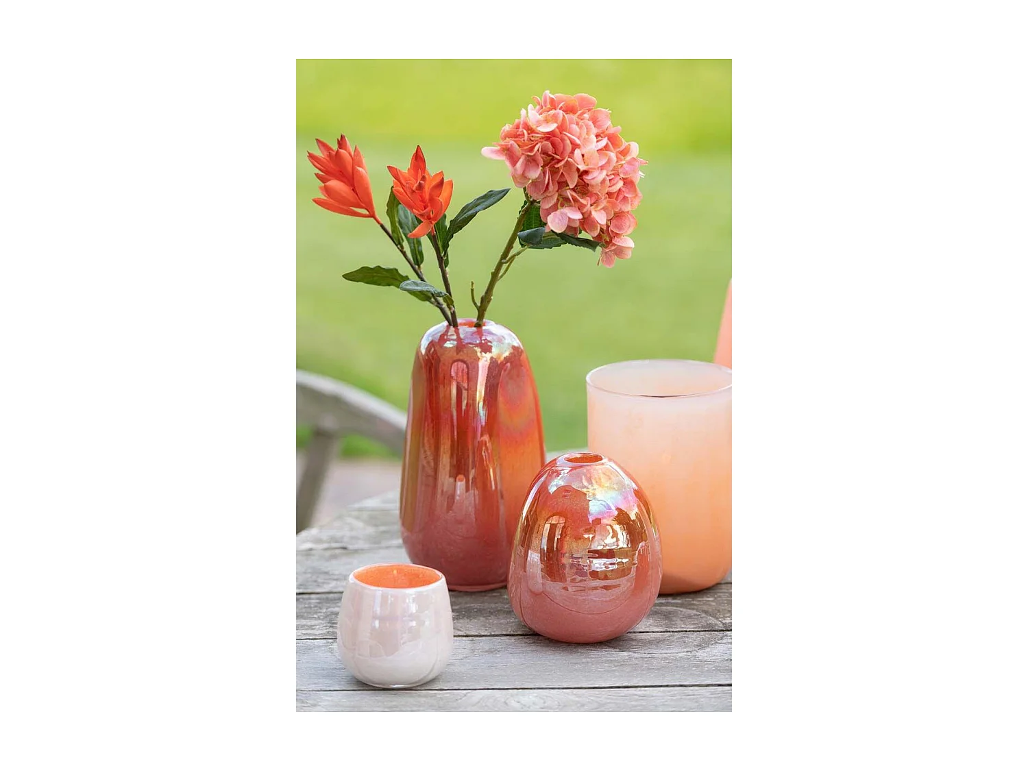 Vase Design "Boule Verre" 17cm Rouge