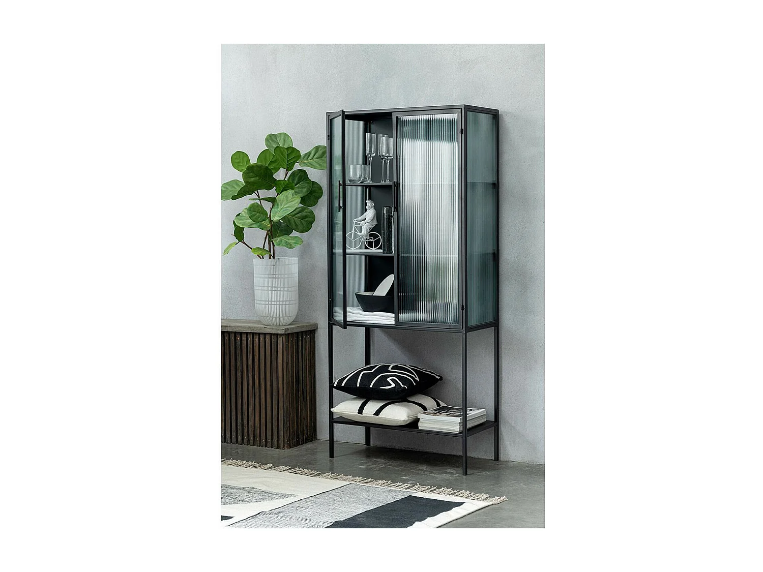 Vase Déco en Verre Imprimé "Julia" 36cm Blanc