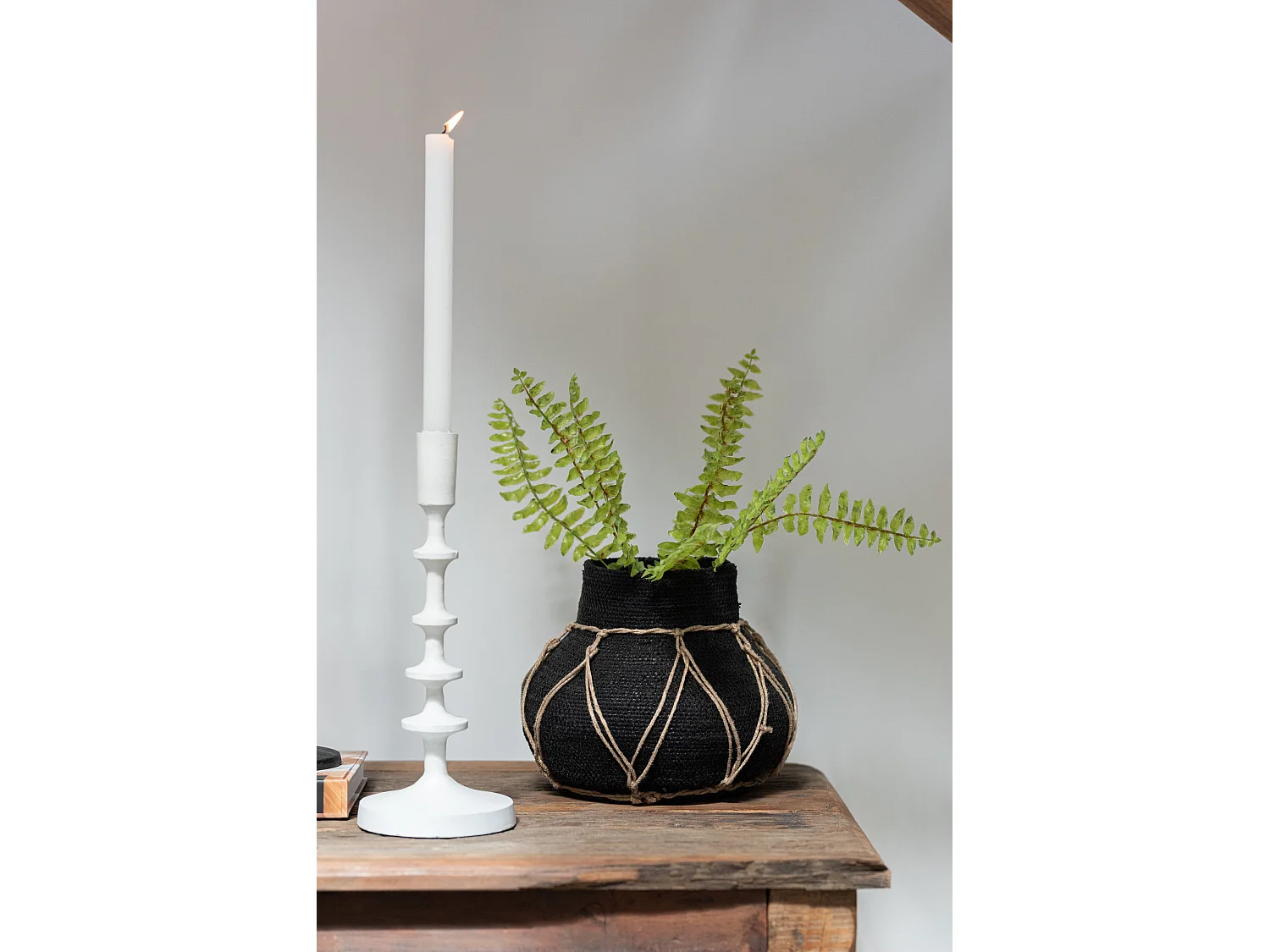 Pot Décoratif "Herbes Marines" 21cm Noir