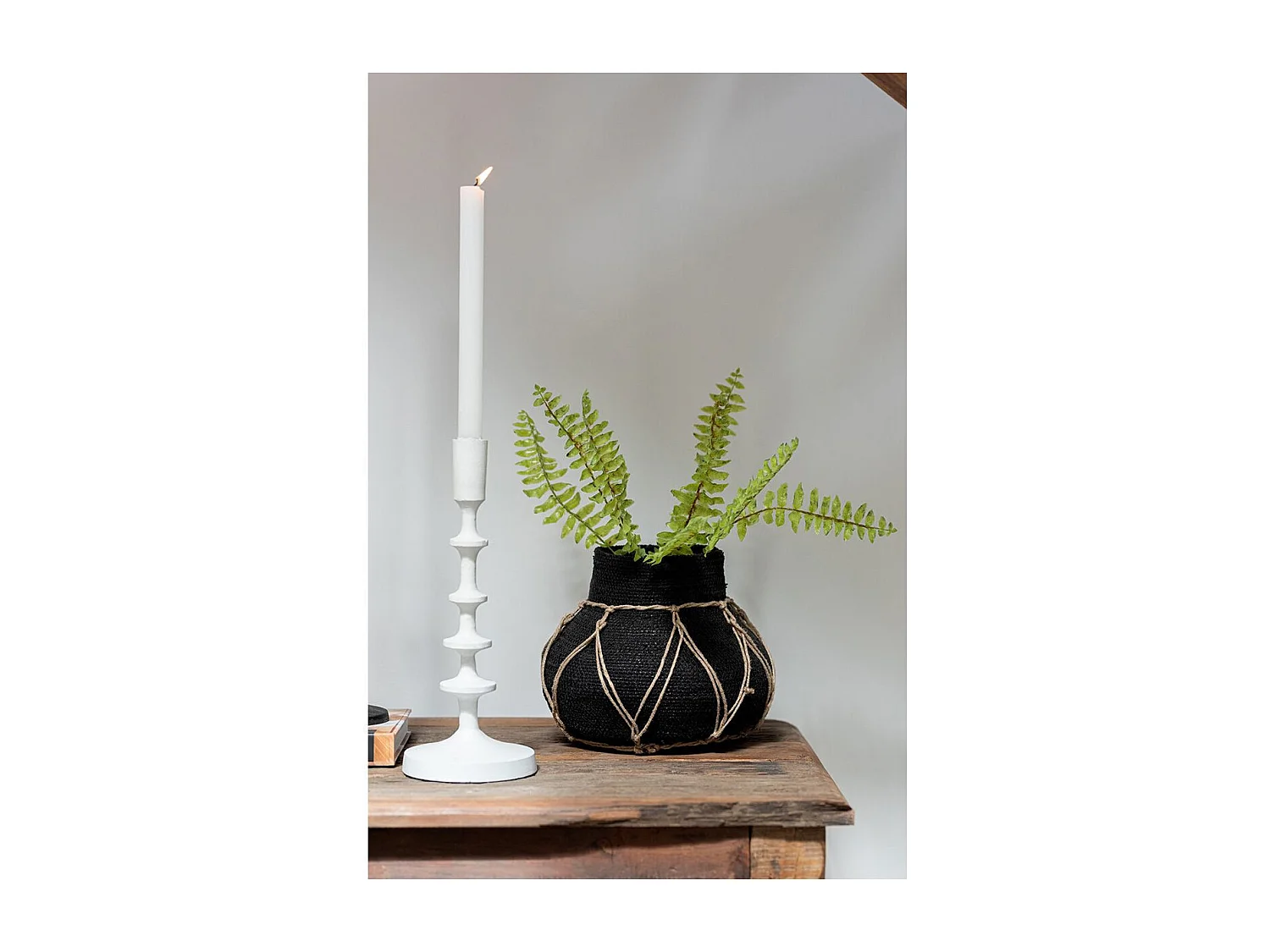 Pot Décoratif "Herbes Marines" 21cm Noir