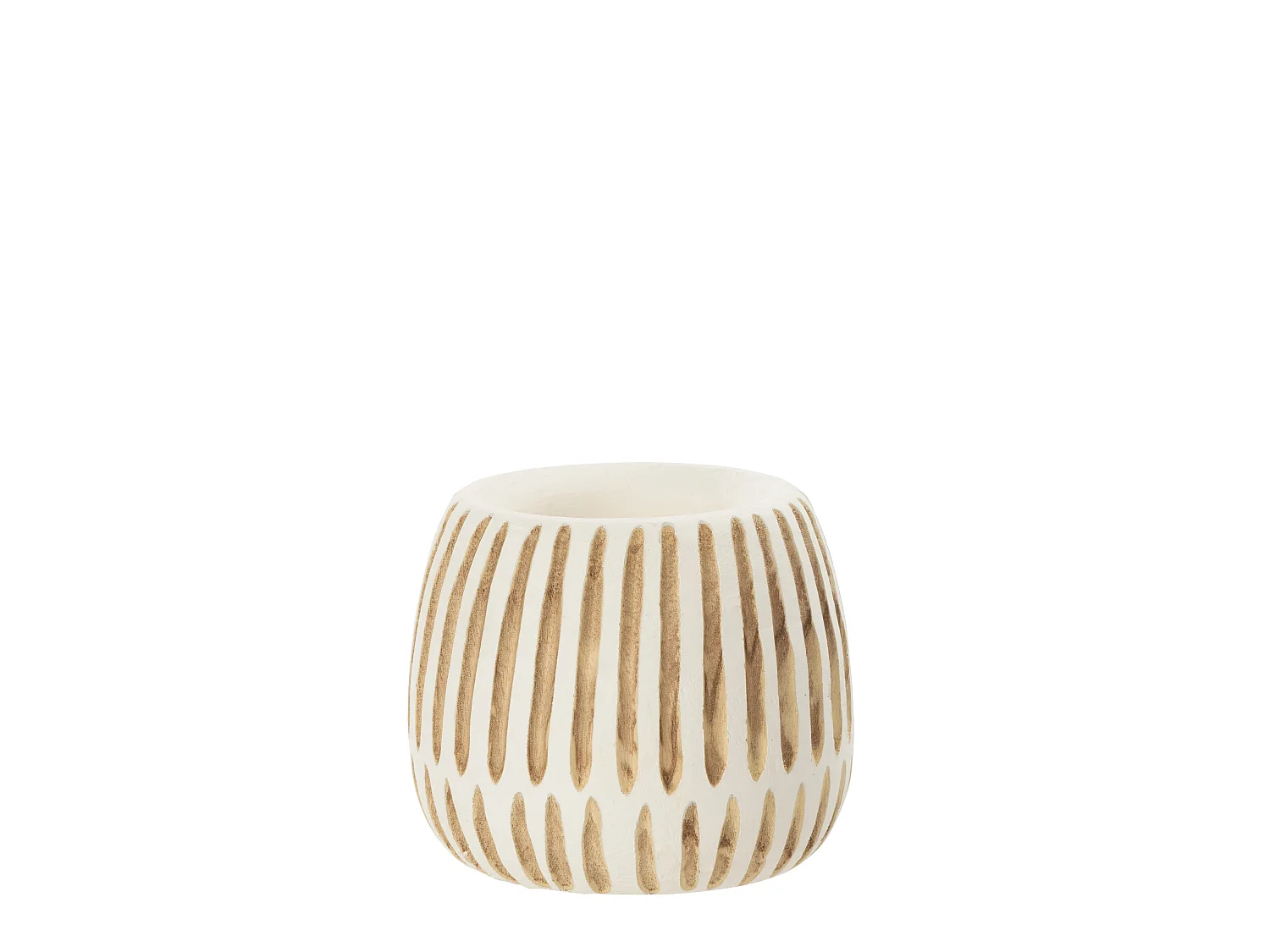Cache-Pot en Bois "Ying" 20cm Blanc & Naturel