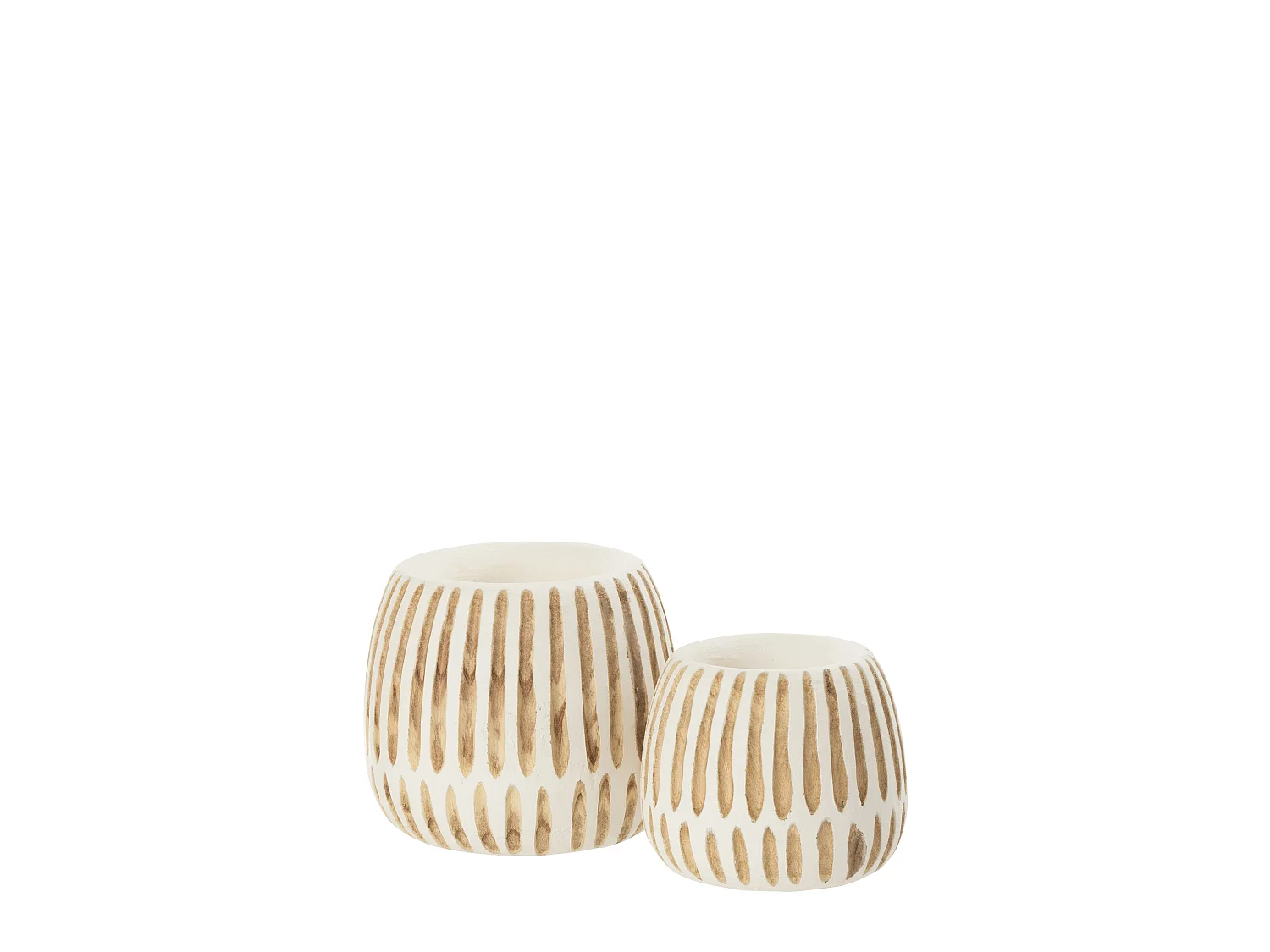 Cache-Pot en Bois "Ying" 20cm Blanc & Naturel