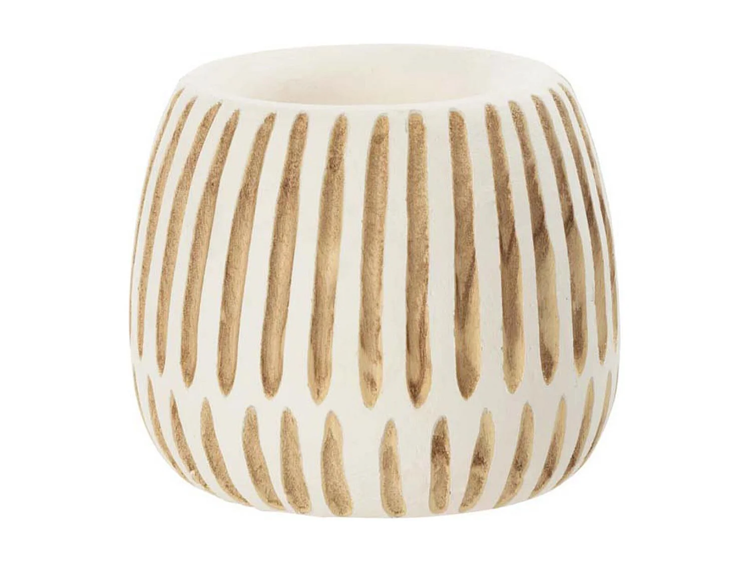 Cache-Pot en Bois "Ying" 20cm Blanc & Naturel