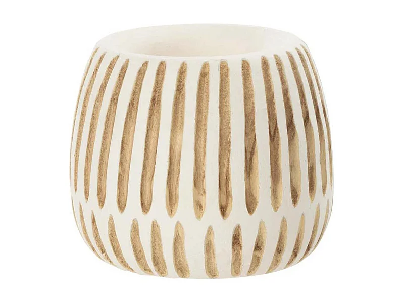 Cache-Pot en Bois "Ying" 20cm Blanc & Naturel