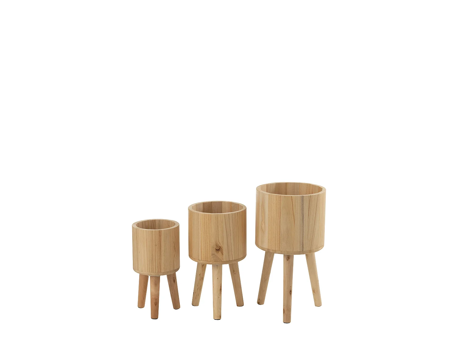 Lot de 3 Cache-Pots en Bois "Paul" 49cm Naturel