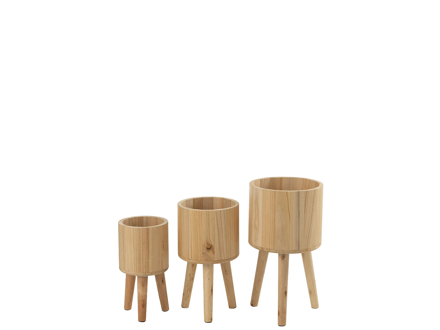 Lot de 3 Cache-Pots en Bois "Paul" 49cm Naturel