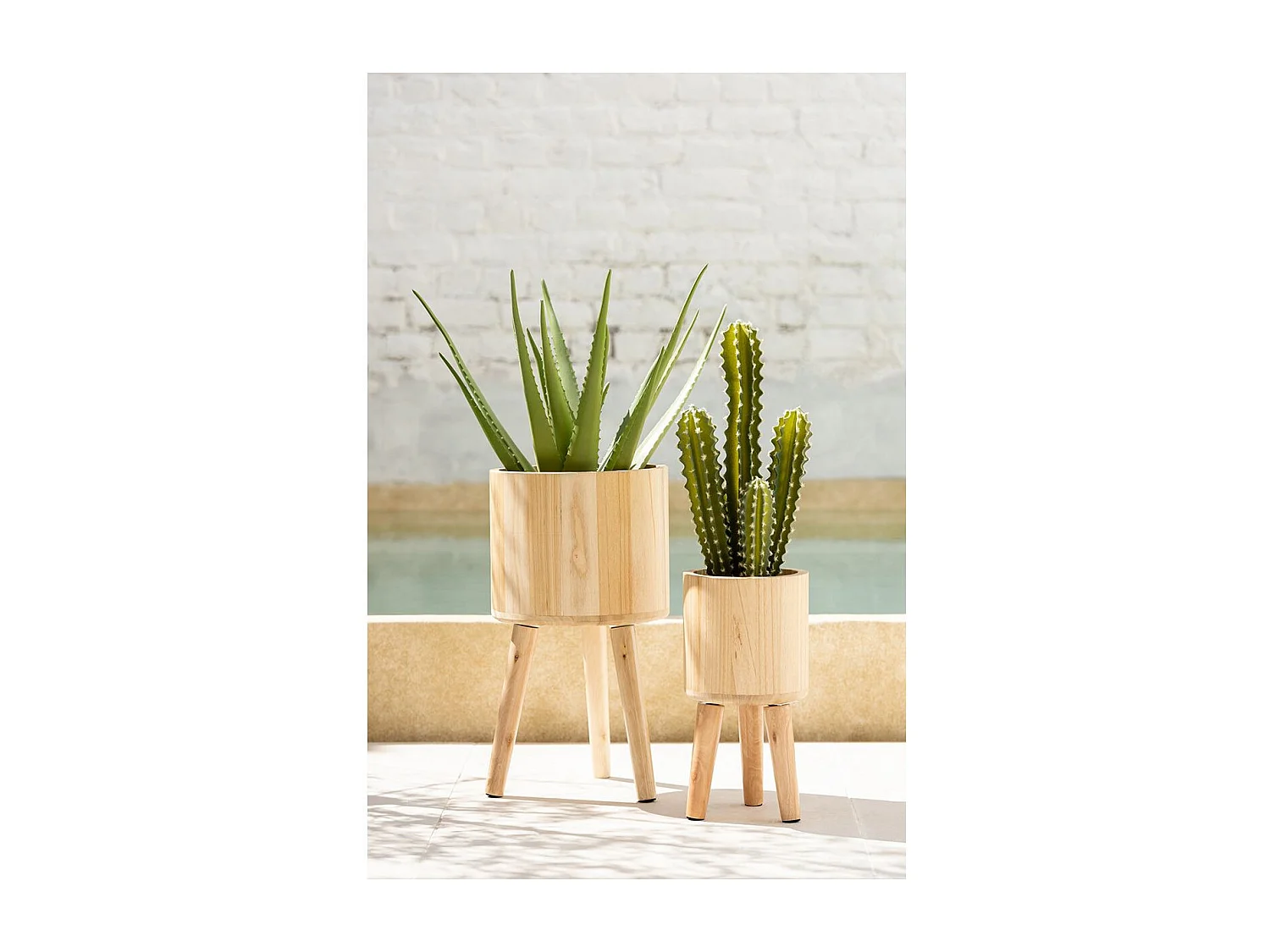 Lot de 3 Cache-Pots en Bois "Paul" 49cm Naturel