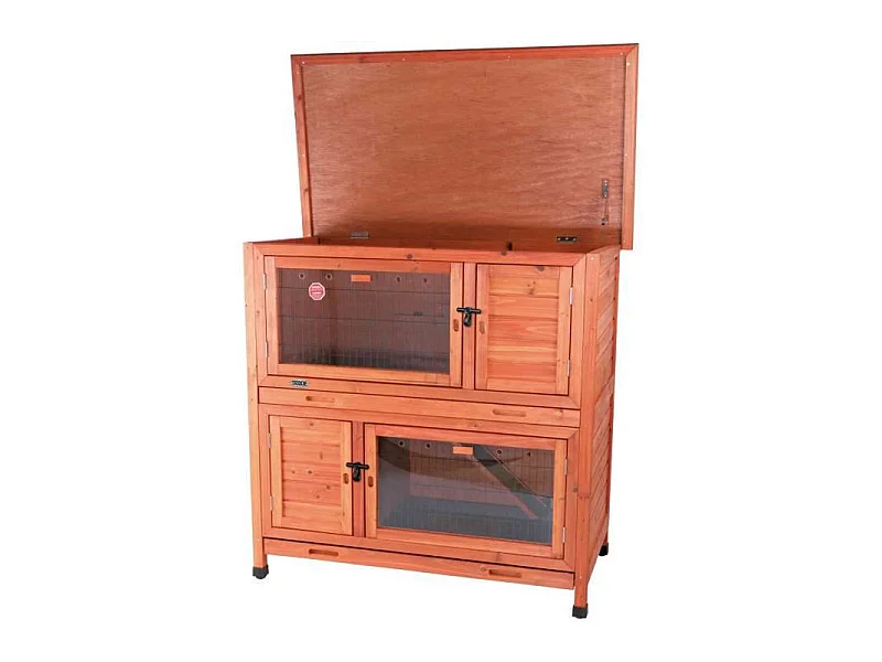 TRIXIE Clapier avec isolation Natural - 2 etages - 116 x 113 x 65 cm - Brun - Pour rongeur et lapin