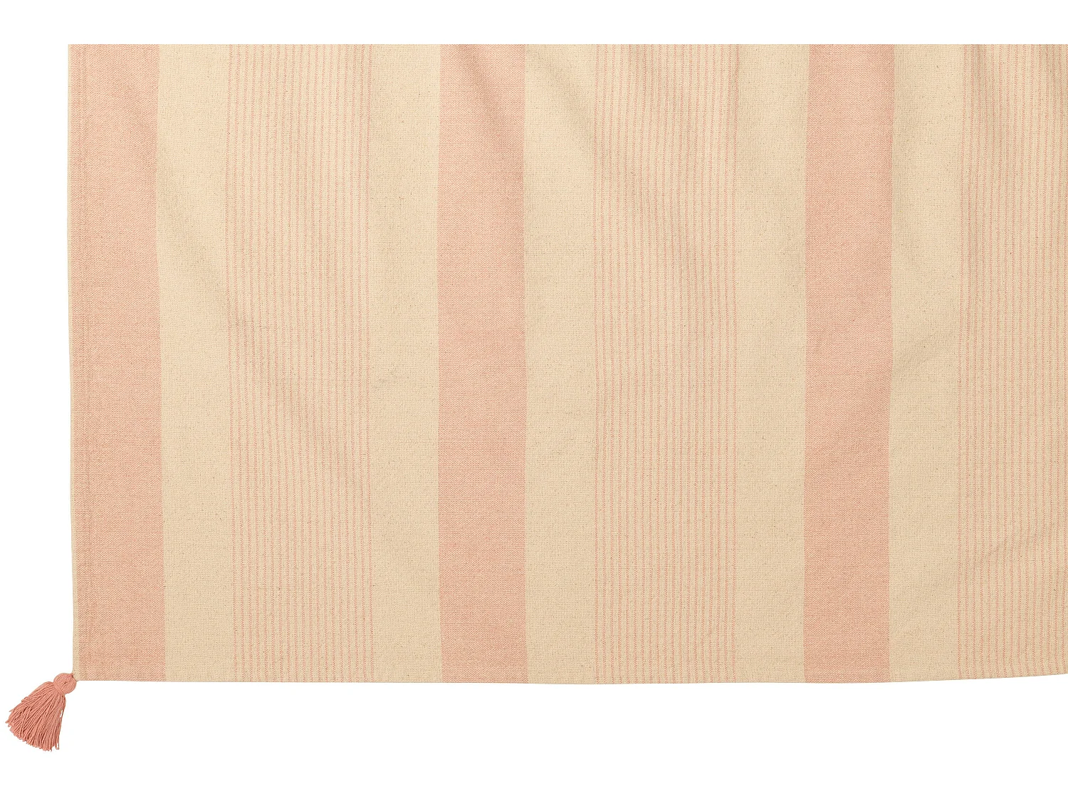 Plaid en Coton "Mik" 130x180cm Blanc & Rose