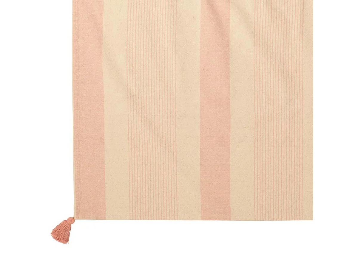 Plaid en Coton "Mik" 130x180cm Blanc & Rose