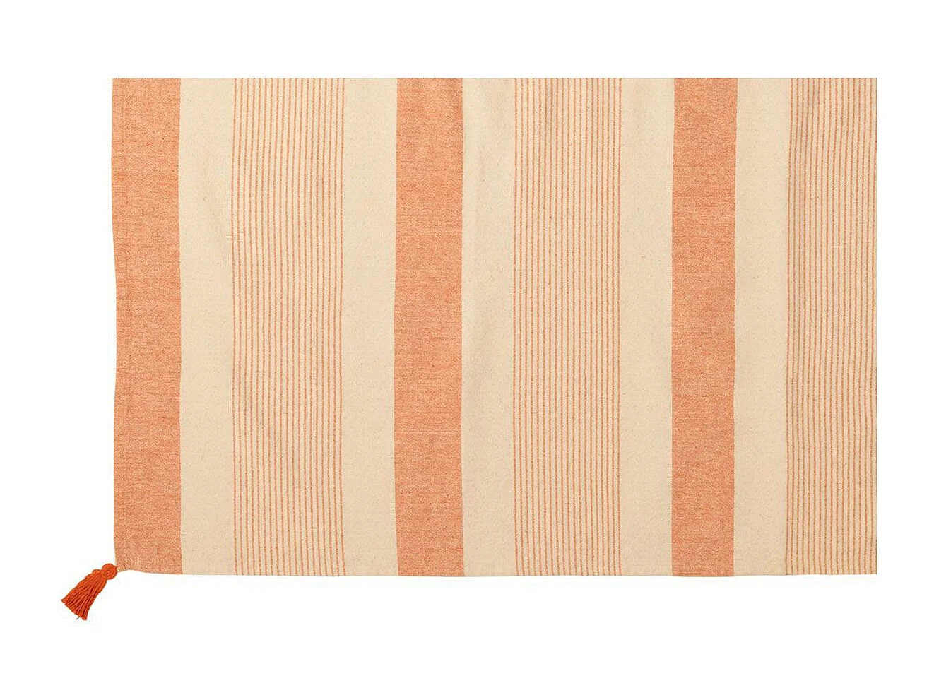 Plaid en Coton "Mik" 130x180cm Beige & Orange