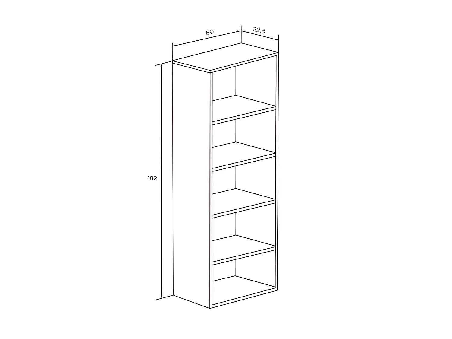 Etagère coloris Chêne cambrian/blanc - Longueur 60 x profondeur 29,4 x hauteur 182 cm
