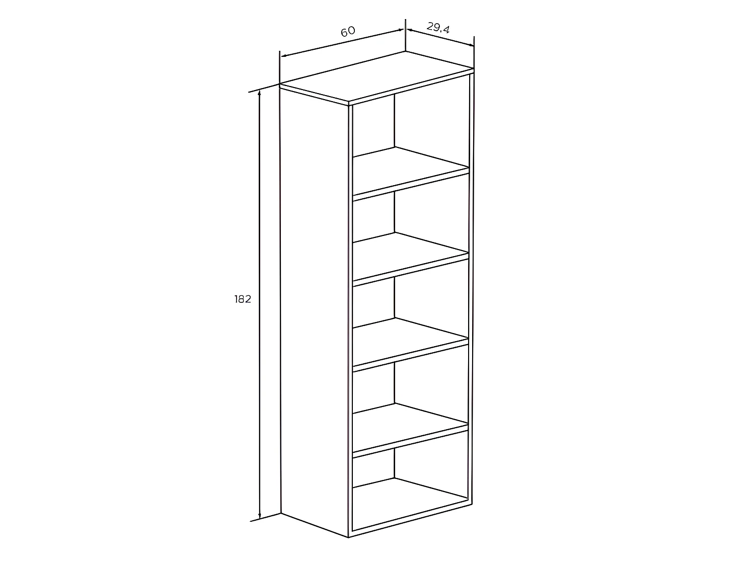 Etagère coloris Chêne cambrian/blanc - Longueur 60 x profondeur 29,4 x hauteur 182 cm
