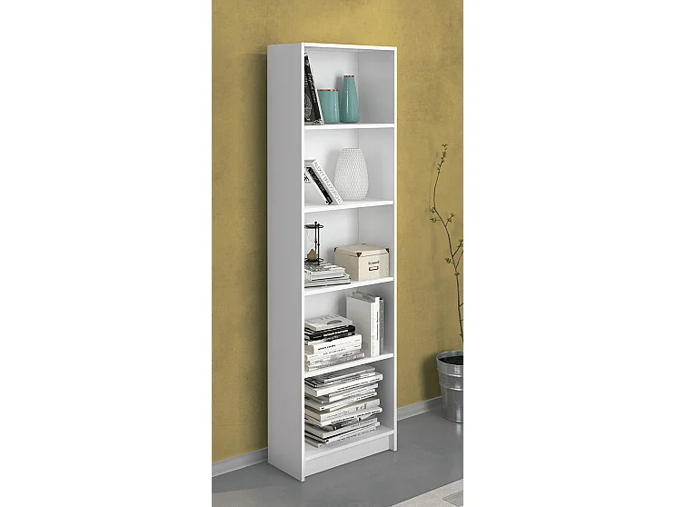 Etagère de 5 cases coloris blanc - Longueur 52 x profondeur 25 x hauteur 180 cm