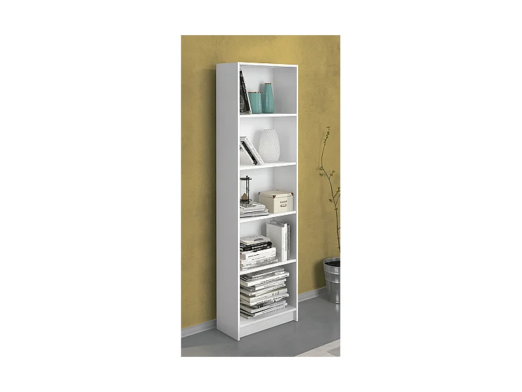 Etagère de 5 cases coloris blanc - Longueur 52 x profondeur 25 x hauteur 180 cm
