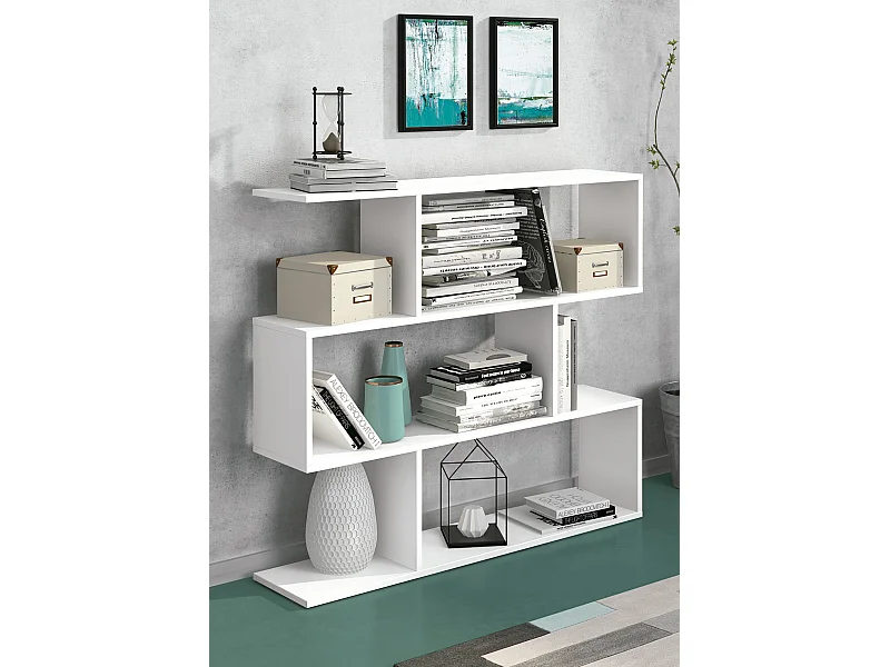 Etagère basse coloris blanc - Longueur 110 x profondeur 24.6 x hauteur 96.3 cm