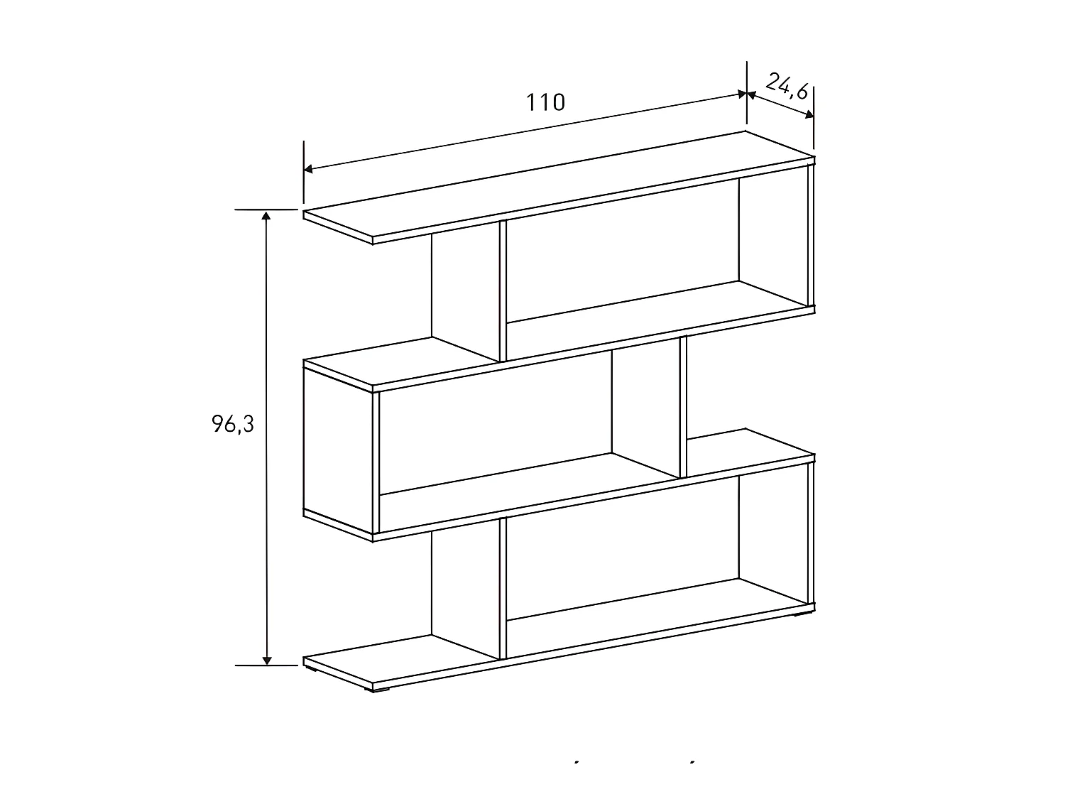 Etagère basse coloris blanc - Longueur 110 x profondeur 24.6 x hauteur 96.3 cm