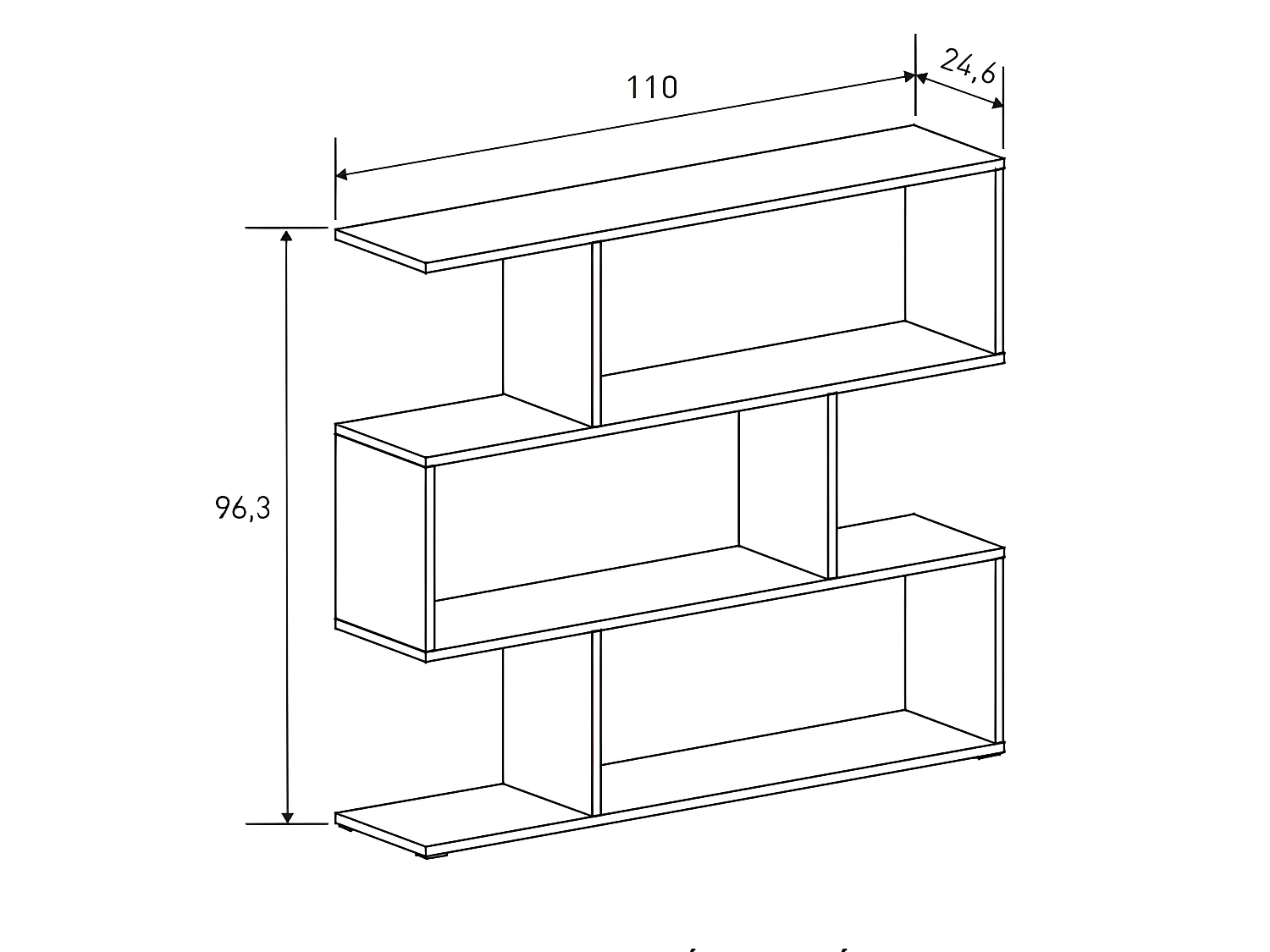 Etagère basse coloris blanc - Longueur 110 x profondeur 24.6 x hauteur 96.3 cm
