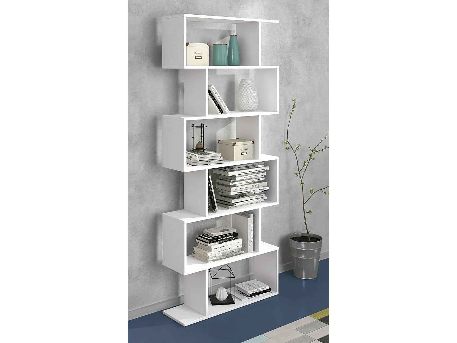 Etagère basse coloris blanc - Longueur 80 x profondeur 25 x hauteur 203 cm