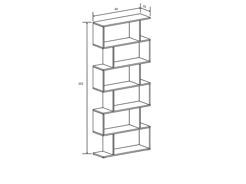 Etagère basse coloris blanc - Longueur 80 x profondeur 25 x hauteur 203 cm