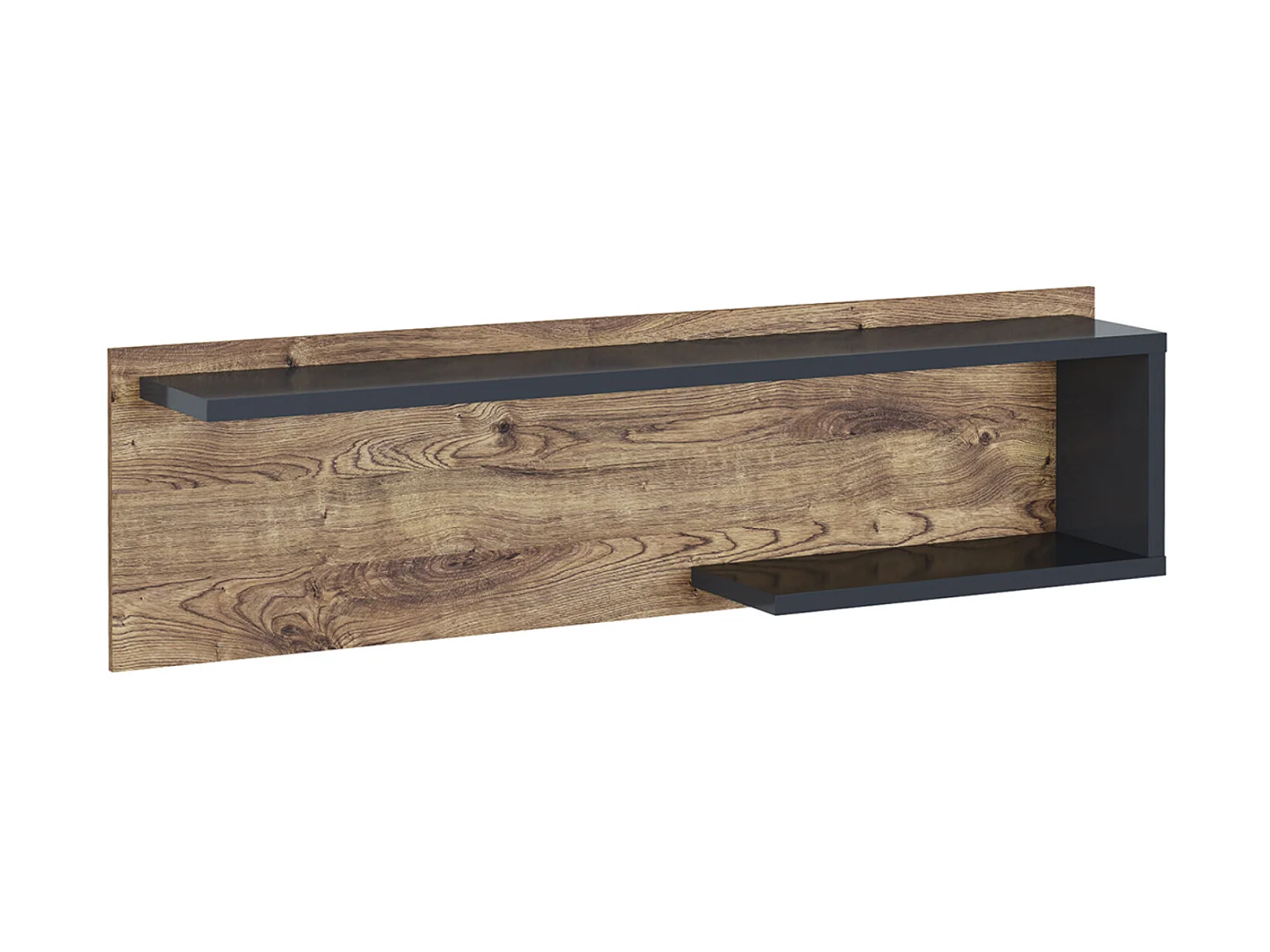 Etagère murale coloris chêne, graphite - Longueur 150 x Profondeur 25 x hauteur 42  cm