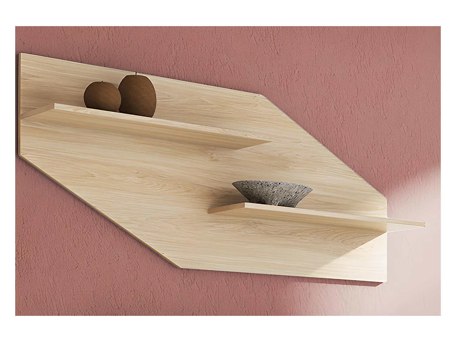 Set de 2 étagères murales coloris chêne cambrian - Longueur 130 x profondeur 23 x hauteur 58 cm