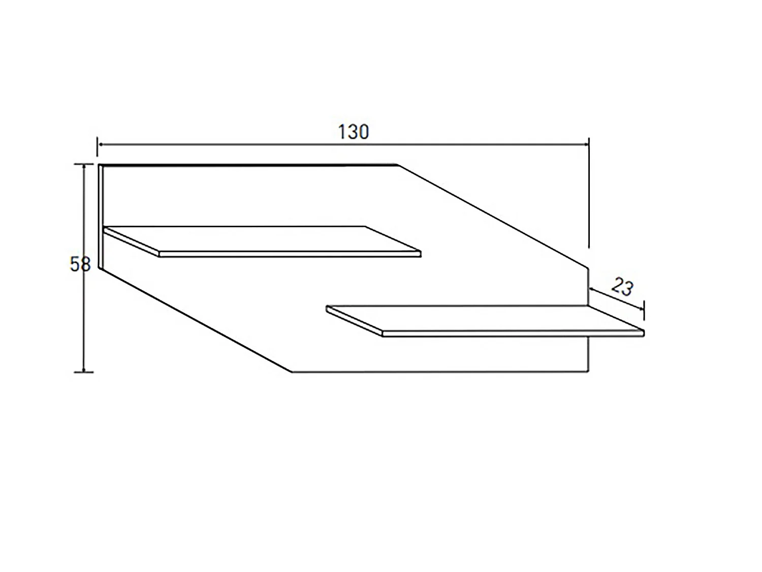 Set de 2 étagères murales coloris chêne cambrian - Longueur 130 x profondeur 23 x hauteur 58 cm
