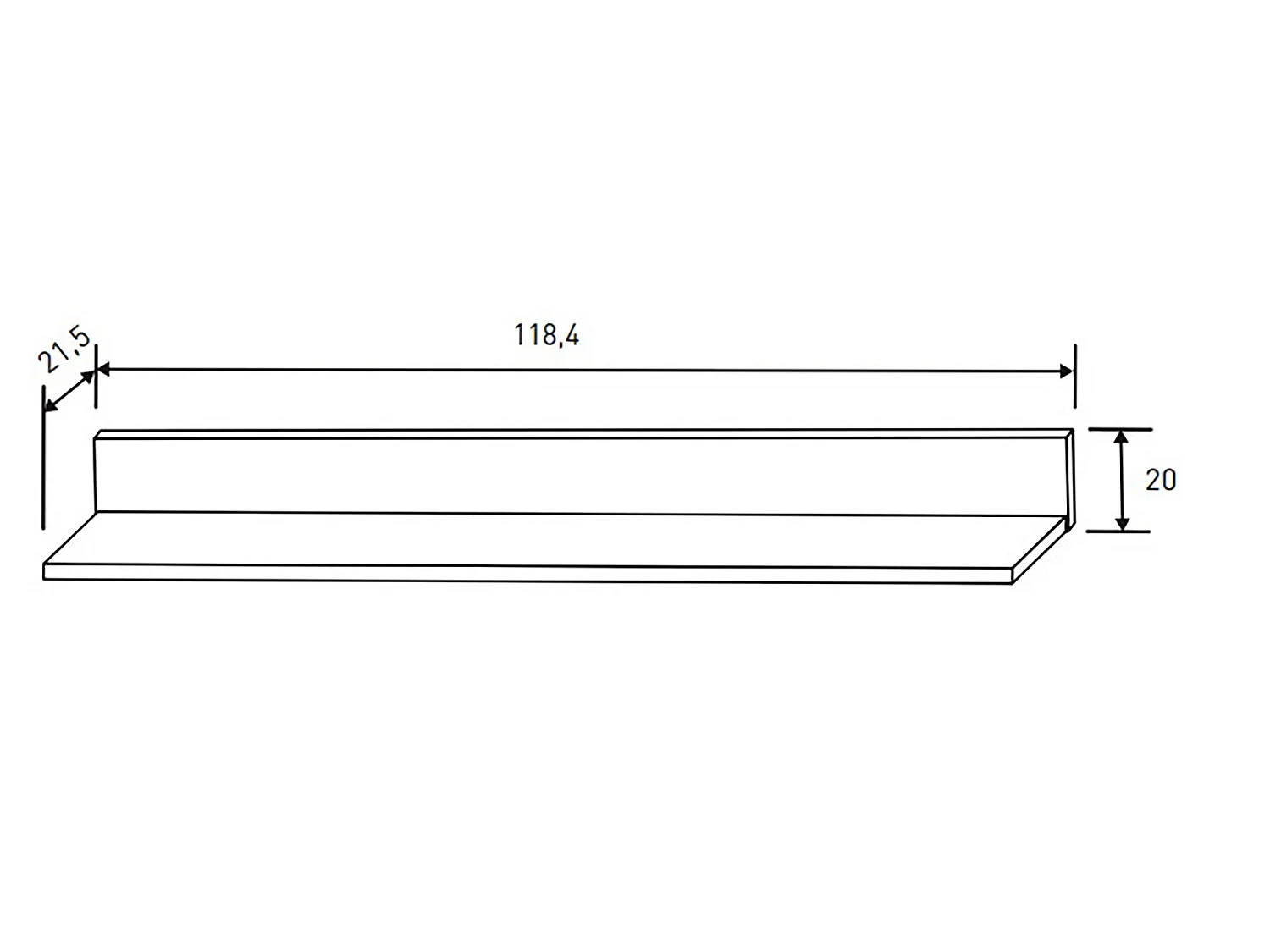 Etagère murale coloris Chêne truffé, blanc vieilli - Longueur 118,40 x profondeur 21,50 x hauteur 20 cm