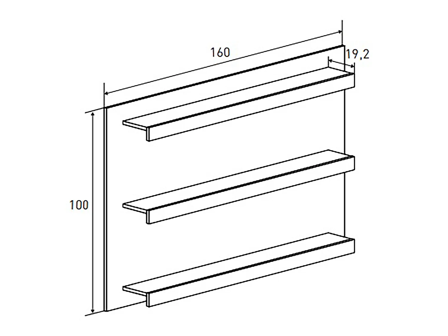 Etagère murale coloris chêne cambrian - Longueur 160 x profondeur 19,2 x hauteur 100 cm