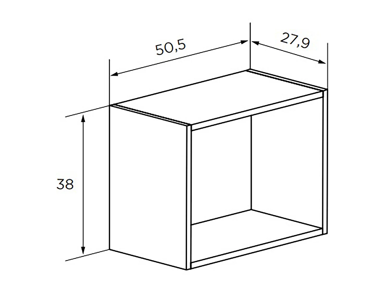 Etagère cube coloris Chêne cambrian - Longueur 50,5 x profondeur 27,9 x hauteur 38 cm