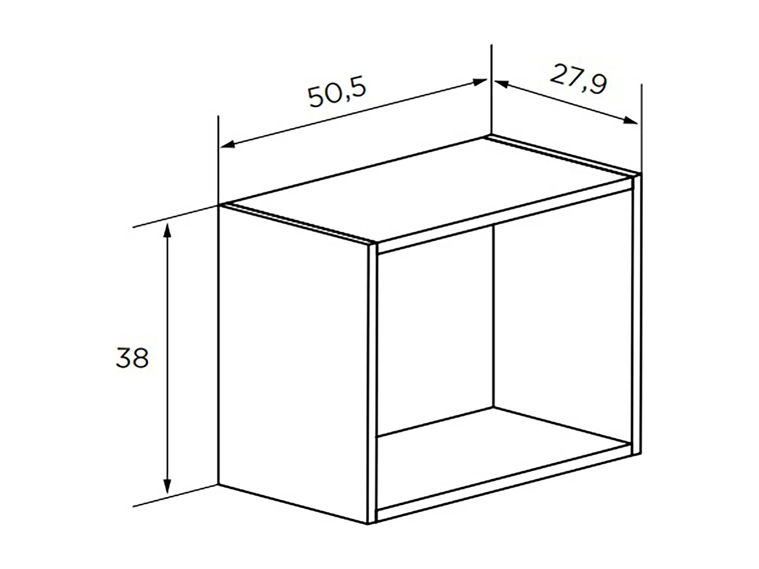 Etagère cube coloris Chêne cambrian - Longueur 50,5 x profondeur 27,9 x hauteur 38 cm