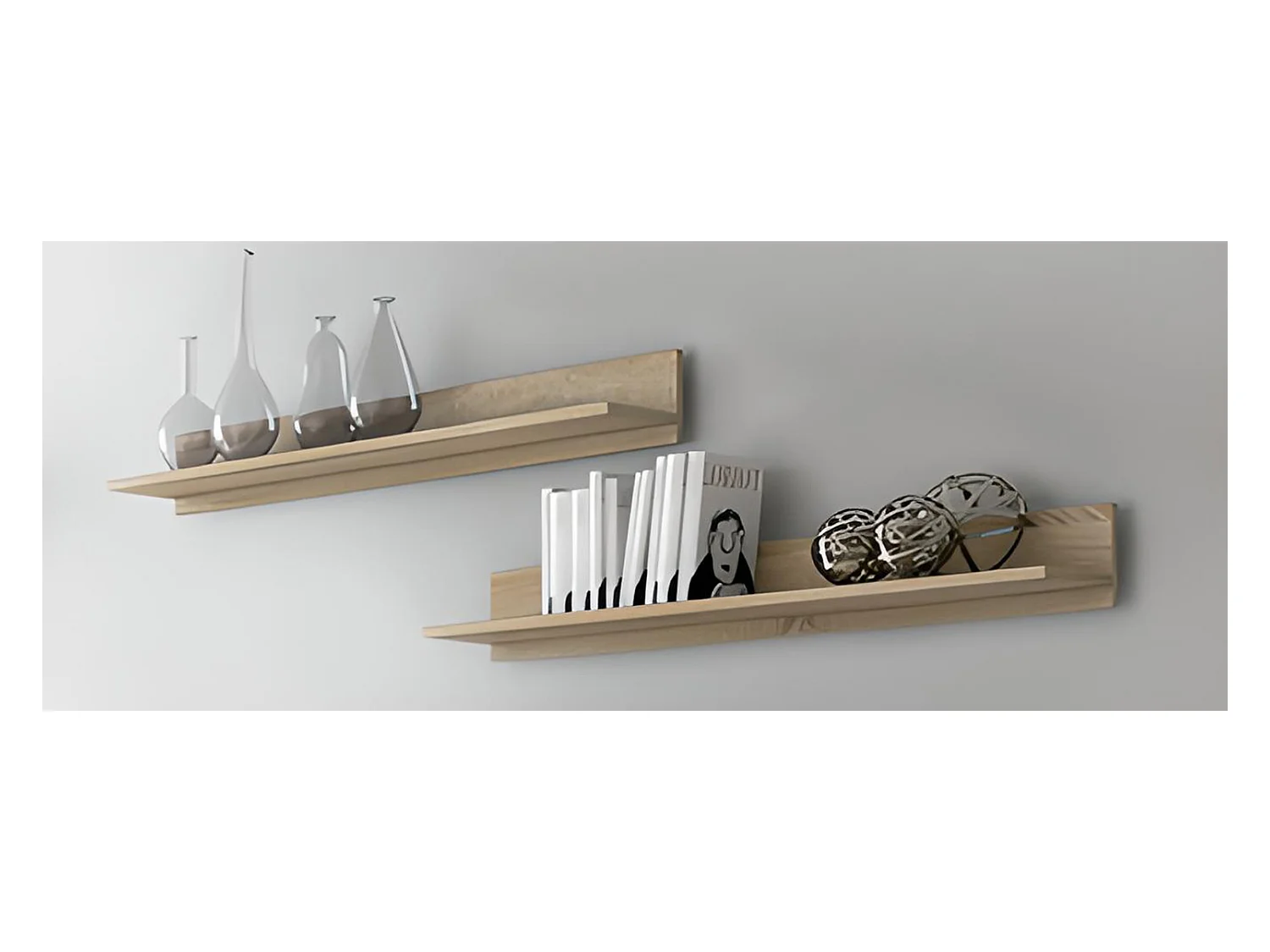 Set de 2 étagères coloris chêne cambrian - Longueur 91.5 x Profondeur 17.6 x Hauteur 13 cm