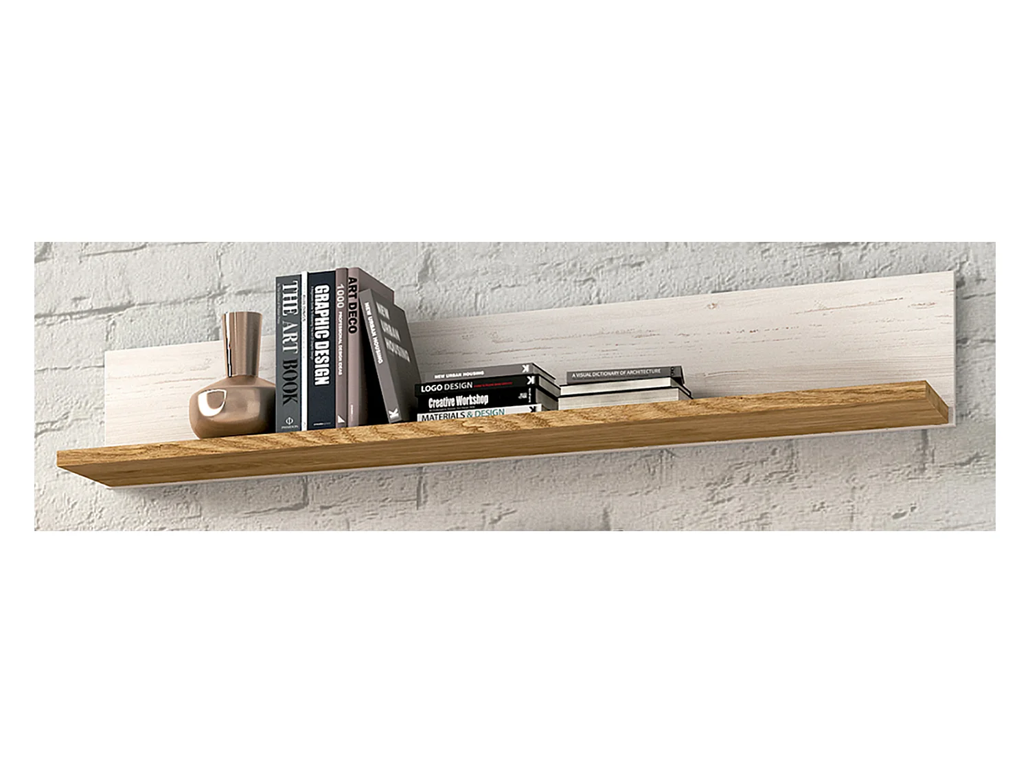 Etagère murale coloris chêne, pin andersen - Longueur 118,40 x profondeur 21,50 x hauteur 20 cm