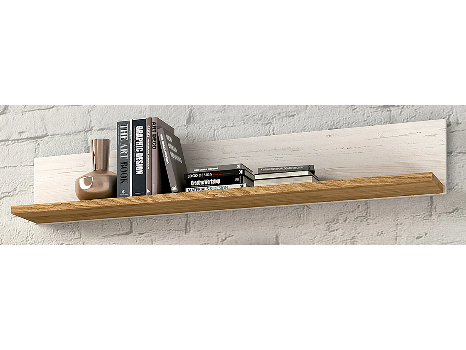 Etagère murale coloris chêne, pin andersen - Longueur 118,40 x profondeur 21,50 x hauteur 20 cm