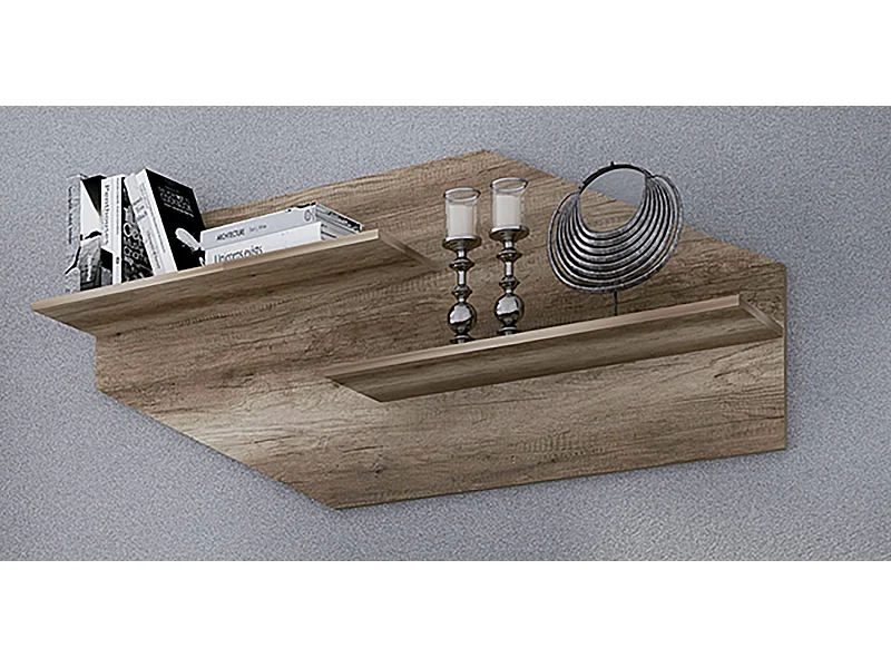 Etagère murale coloris Chêne vieilli - Longueur 130 x Profondeur 23 x Hauteur 58 cm