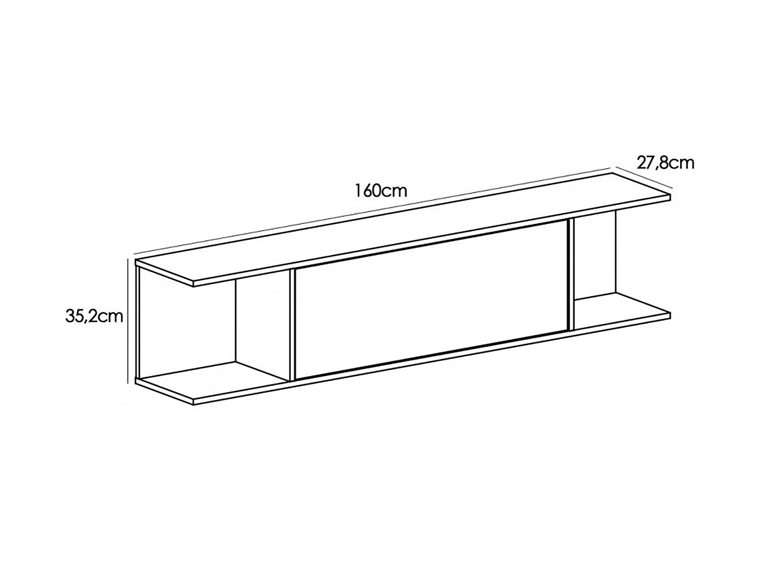 Etagère murale coloris chêne cambrian, graphite- Longueur 160 x Profondeur 27.8 x Hauteur 35.2 cm