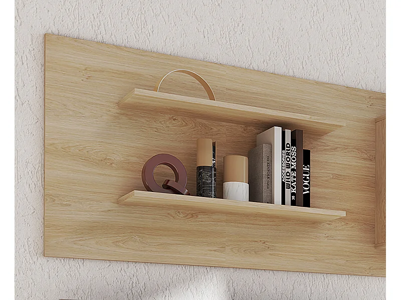 Set de 2 étagères murales, coloris chêne cambrian - Longueur 180 x profondeur 17,6 x hauteur 65 cm