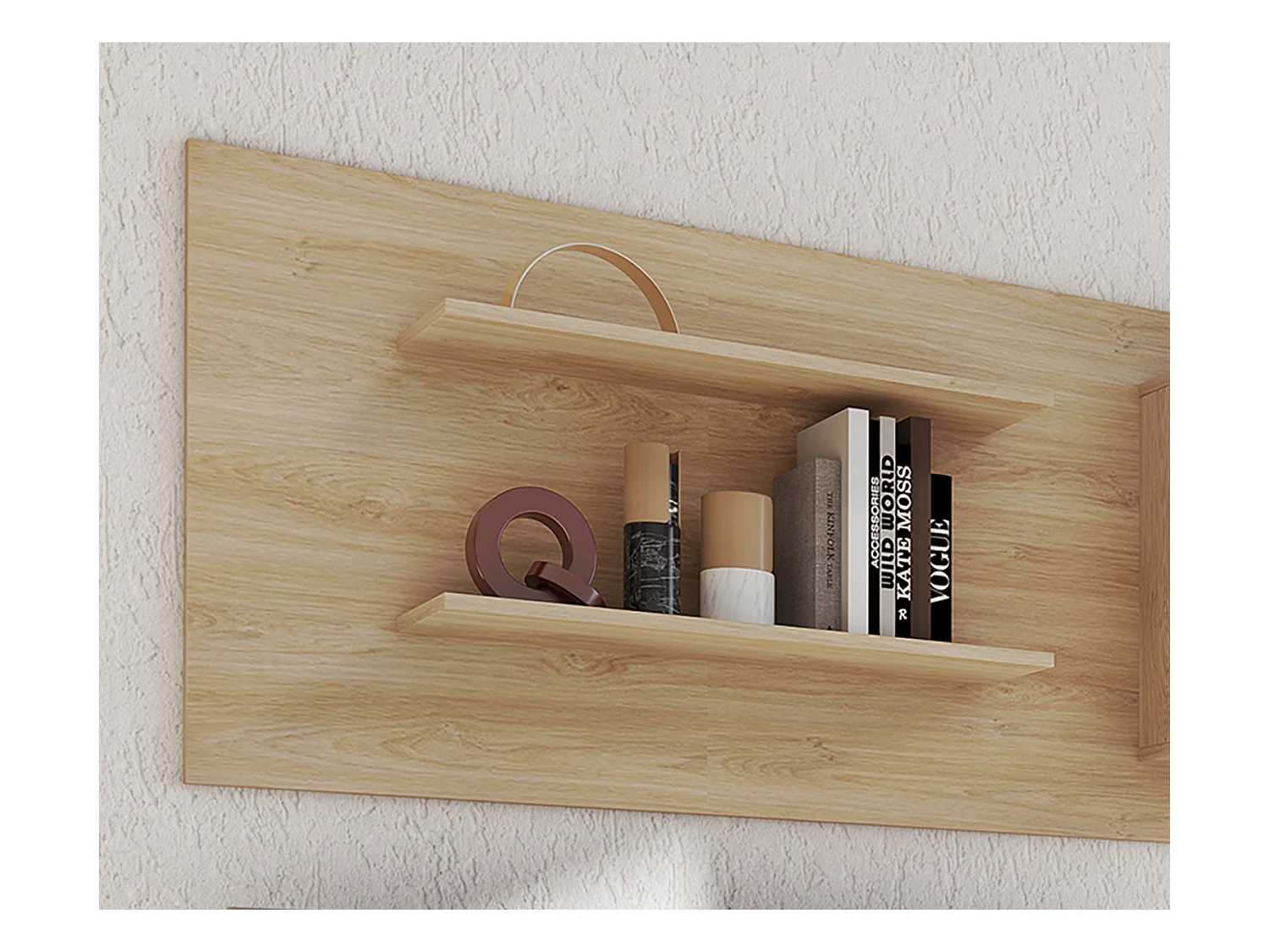 Set de 2 étagères murales, coloris chêne cambrian - Longueur 180 x profondeur 17,6 x hauteur 65 cm