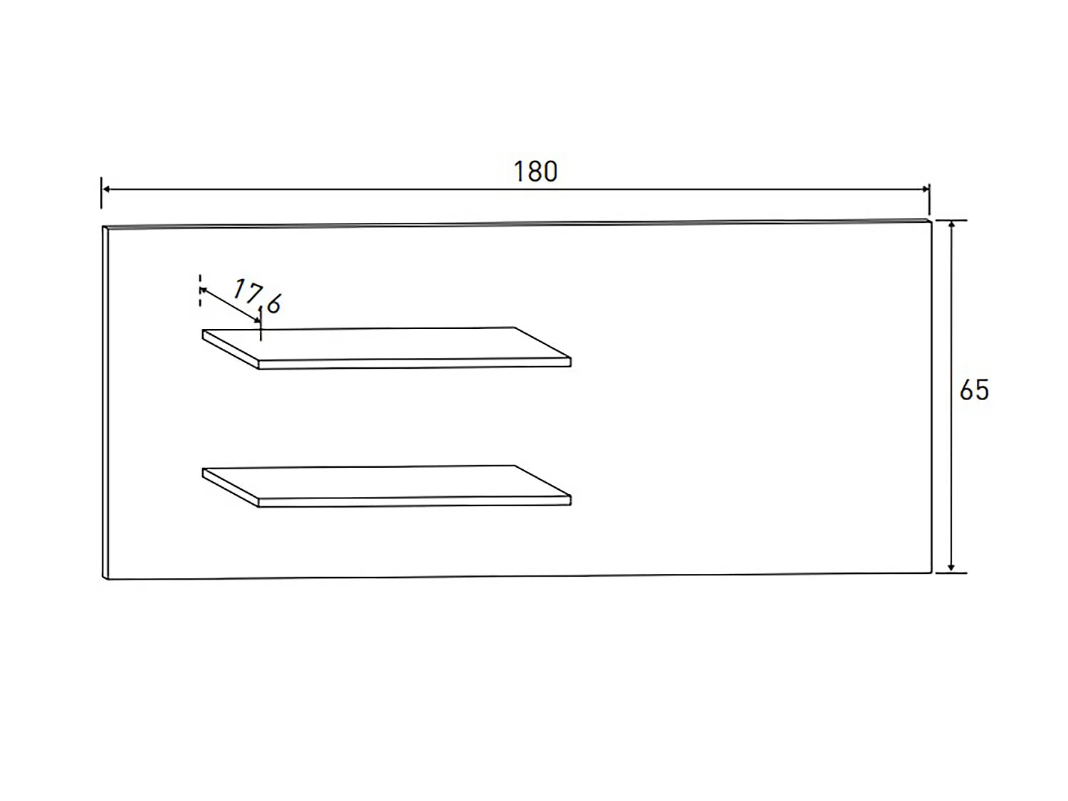 Set de 2 étagères murales, coloris chêne cambrian - Longueur 180 x profondeur 17,6 x hauteur 65 cm