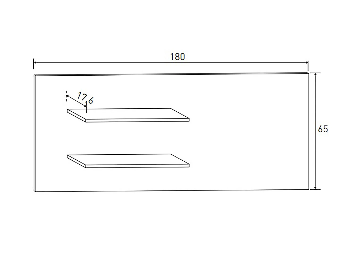 Set de 2 étagères murales coloris chêne cambrian - Longueur 180 x profondeur 17,6 x hauteur 65 cm