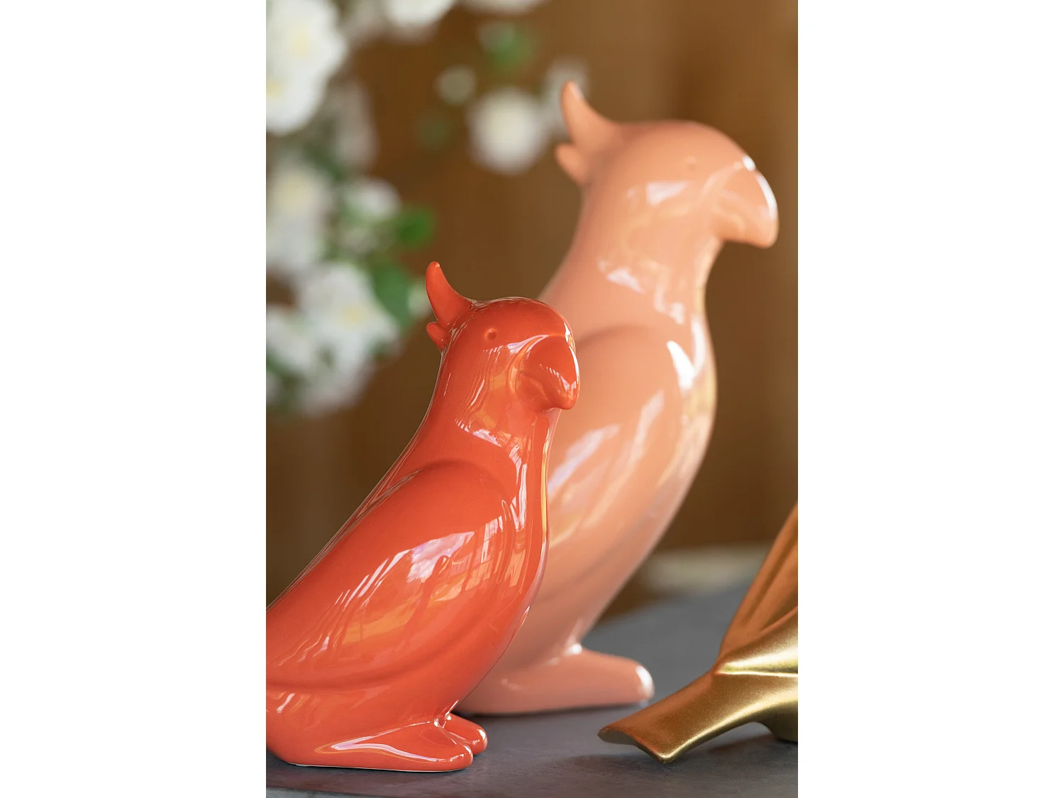 Statuette Déco "Perroquet" 31cm Pêche