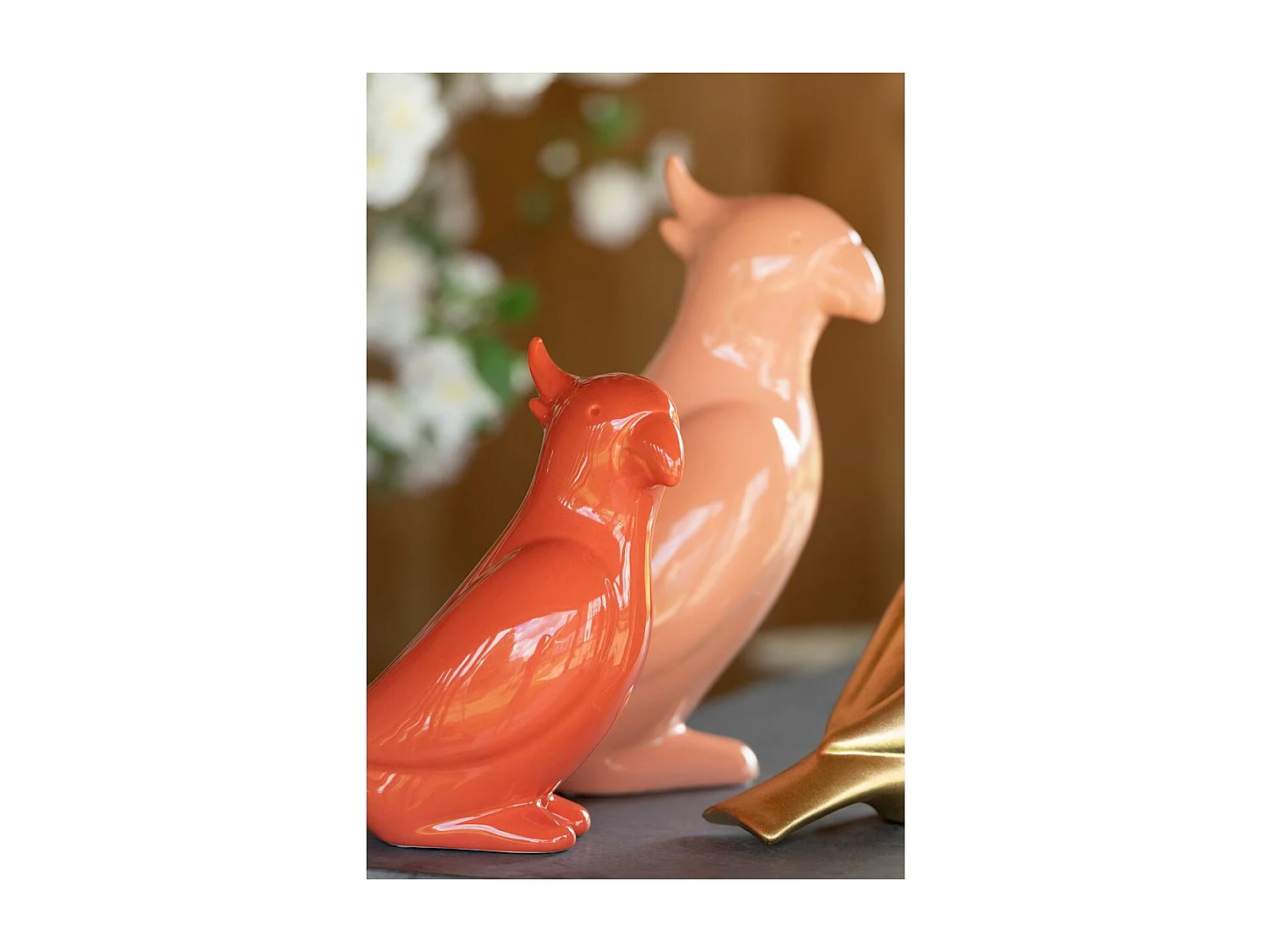 Statuette Déco "Perroquet" 31cm Pêche