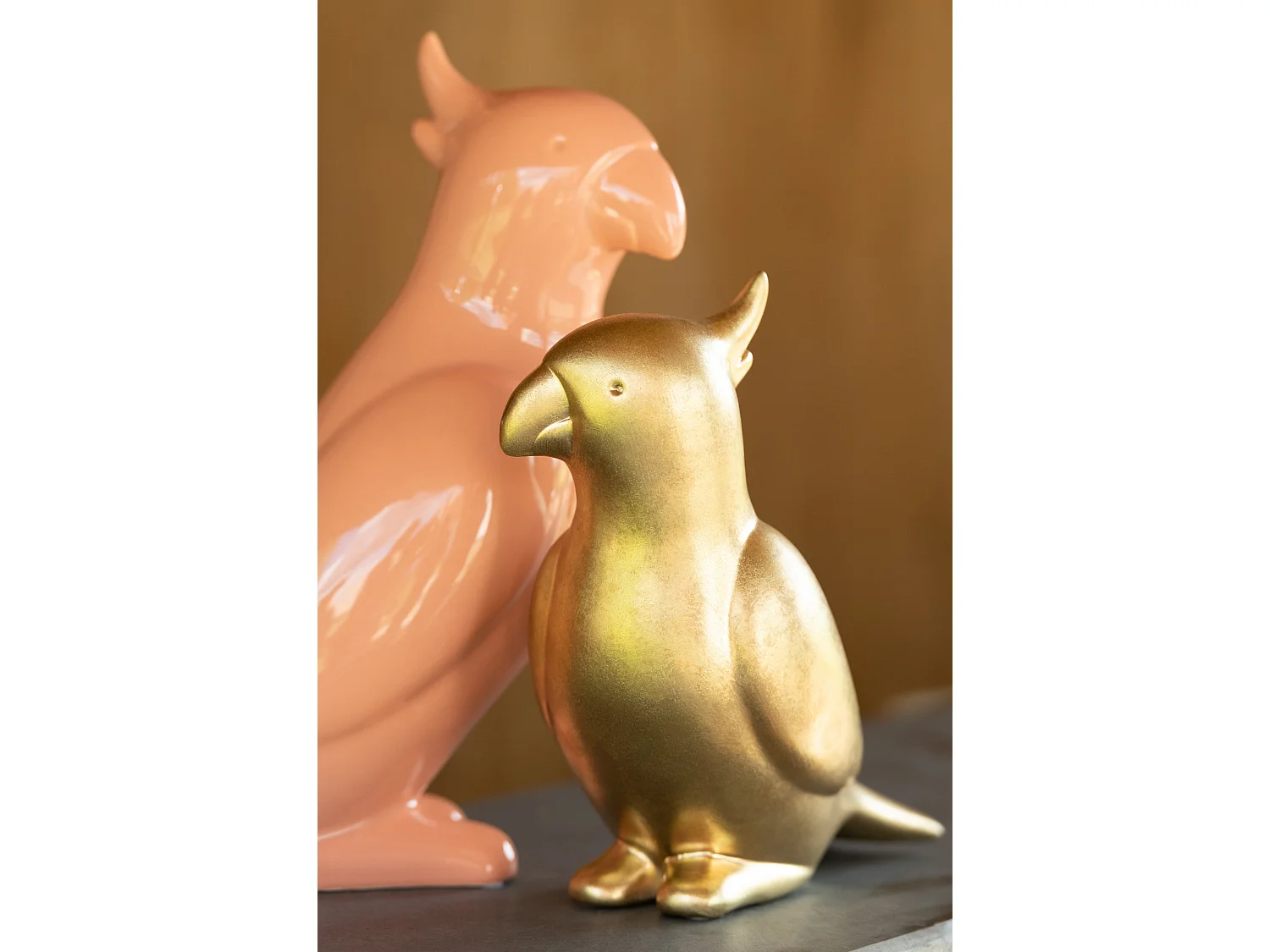 Statuette Déco "Perroquet" 24cm Or