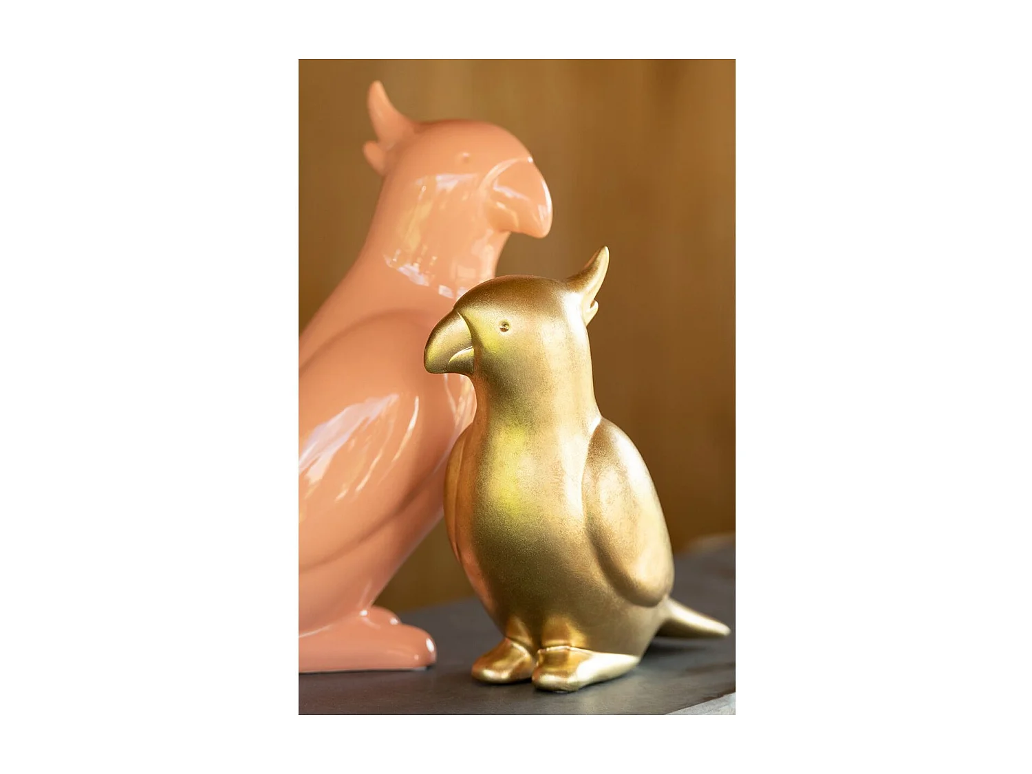 Statuette Déco "Perroquet" 24cm Or